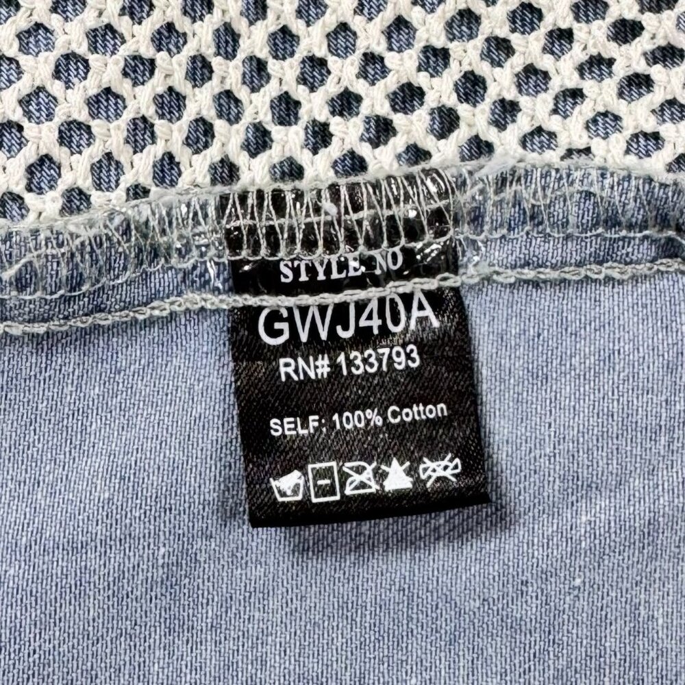 POL Patchwork Denim Jacket Shacket SZ L Blue Flor… - image 14